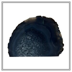 Dark Gray Blue Agate Geode‎ Slice Crystal Display Home Decor